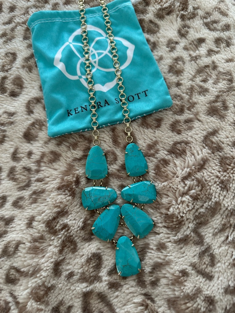 Kendra Scott Turquoise Stone Gold Pendant Necklace